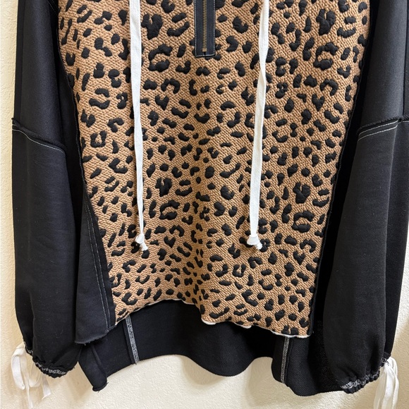 BiBi Black and Tan Leopard 3/4 Zip Hoodie - Picture 4 of 13